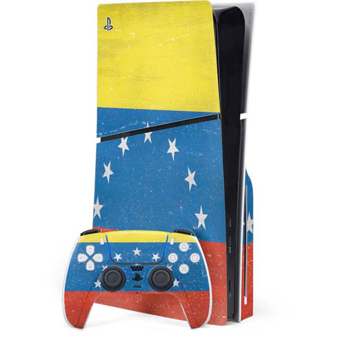 Venezuela Flag Distressed PS5 Slim Disk Bundle Skin